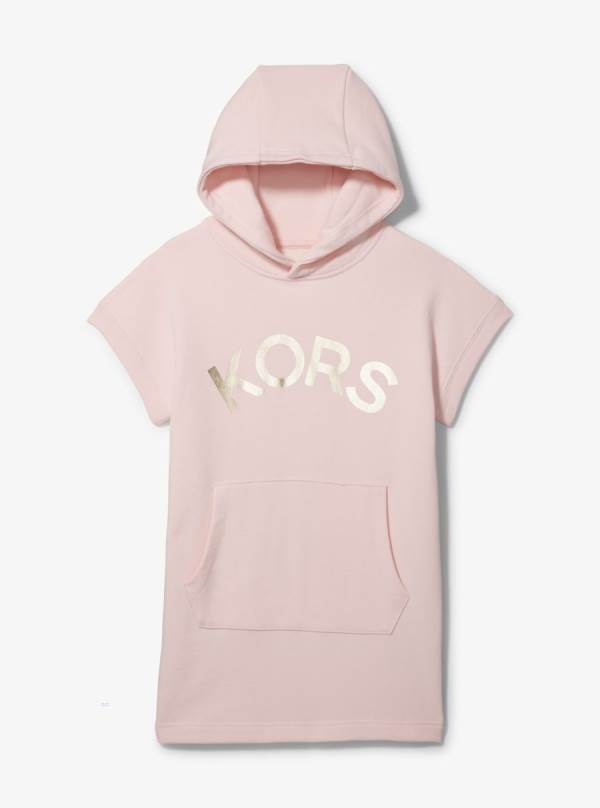 Detske Saty Michael Kors Girls Logo Cotton Hoodie Ruzove - Oblecenie Michael Kors Obchod | LVNGY-3689
